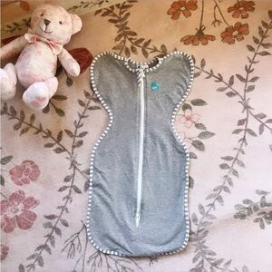 Love to dream Gray Baby Swaddle with White Trim